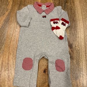 Janie and Jack Holiday Choo Choo Romper Sz 3-6mo